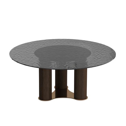 Comedor circular con tope de cristal