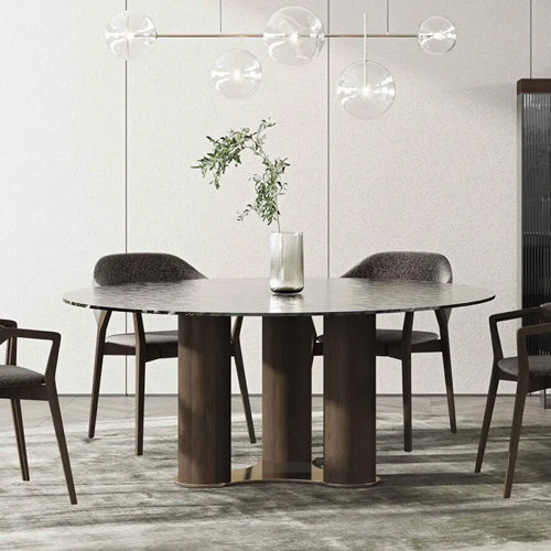 Comedor circular con tope de cristal