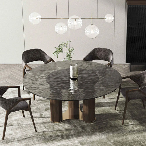 Comedor circular con tope de cristal